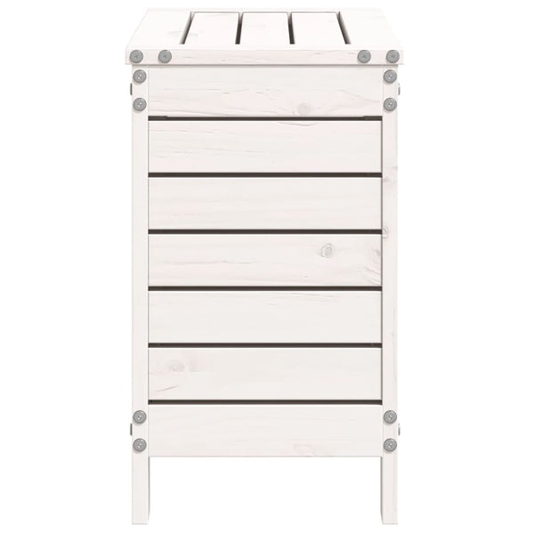 Gartenhocker Weiß Kiefer Massivholz