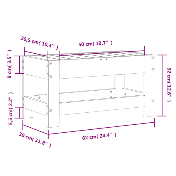 Gartenhocker Douglasie 62x30x32 cm