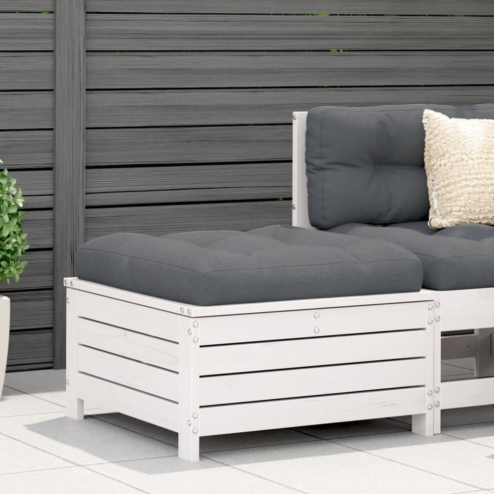 Gartenhocker Weiß Kiefer Massivholz 62x63,5 cm
