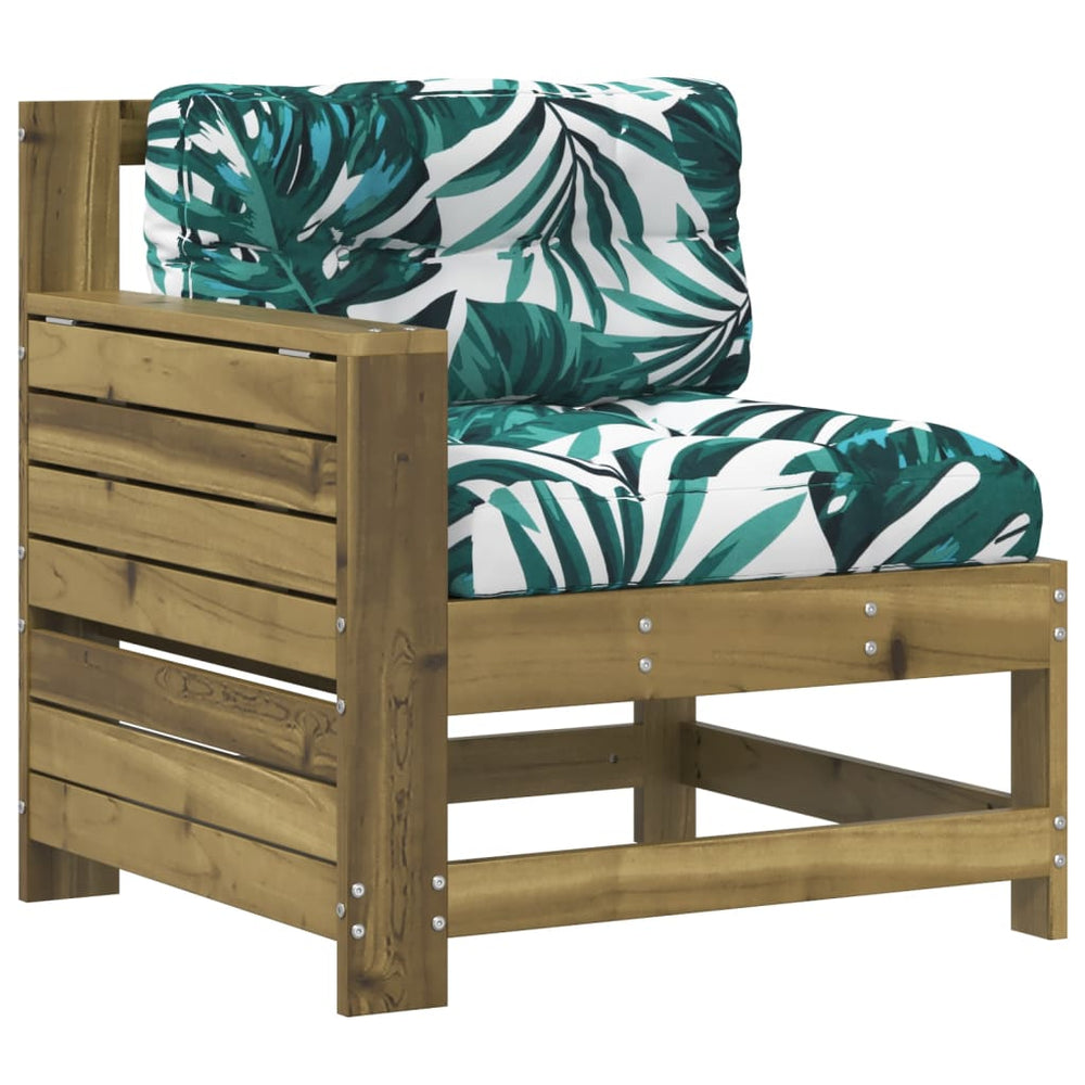 vidaXL Garden Sofa with Armrests and Cushions, Impregnated Pine Wood