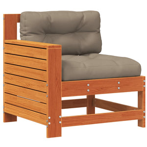 vidaXL Canapé de jardin avec accoudoirs et coussins marron ciré bois de pin massif