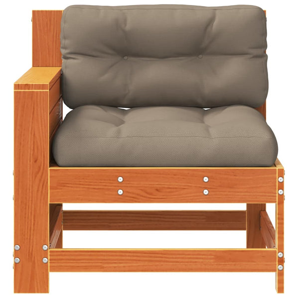 vidaXL Canapé de jardin avec accoudoirs et coussins marron ciré bois de pin massif