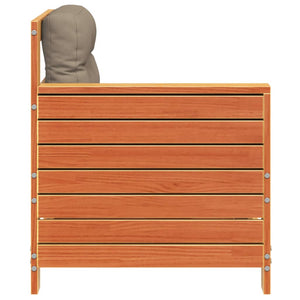 vidaXL Canapé de jardin avec accoudoirs et coussins marron ciré bois de pin massif