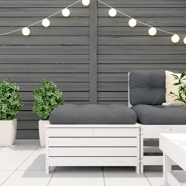 Gartenhocker mit Kissen Weiß Kiefer Massivholz