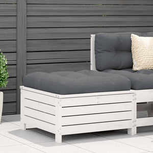 Gartenhocker mit Kissen Weiß Kiefer Massivholz