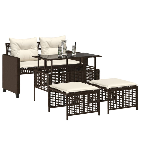 4-tlg. Garten Sofagarnitur Braun Poly Rattan