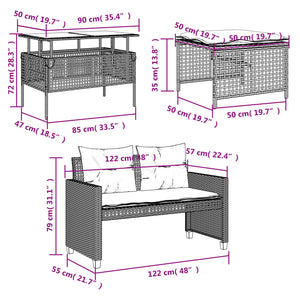 4-tlg. Garten Sofagarnitur Braun Poly Rattan