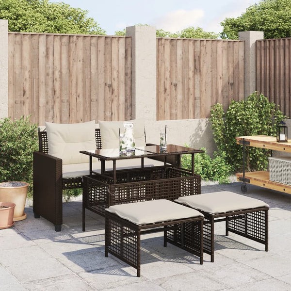 4-tlg. Garten Sofagarnitur Braun Poly Rattan