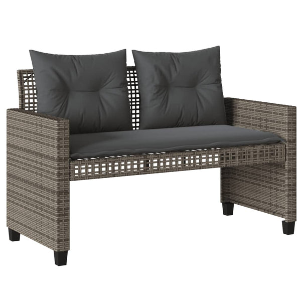 vidaXL Ensemble de canapés de jardin 4 pcs avec coussins Gris Résine tressée Verre