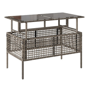 vidaXL Ensemble de canapés de jardin 4 pcs avec coussins Gris Résine tressée Verre