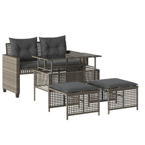 vidaXL Ensemble de canapé de jardin 4 pcs avec coussins Gris clair résine tressée verre
