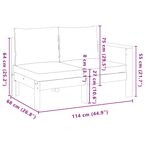 Akazie Gartensofa 2-Sitzer mit Armlehne