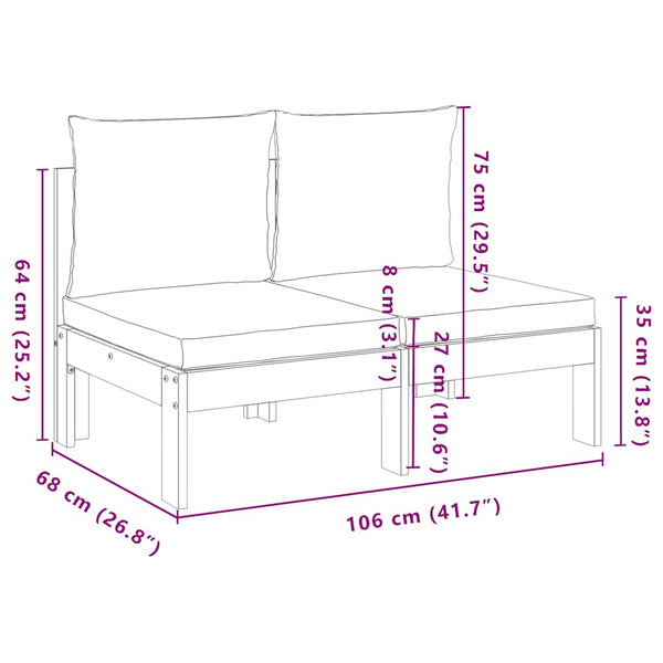 2-Sitzer Gartensofa Akazie mit Kissen