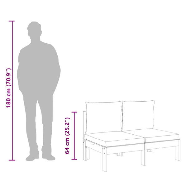 2-Sitzer Gartensofa Akazie mit Kissen