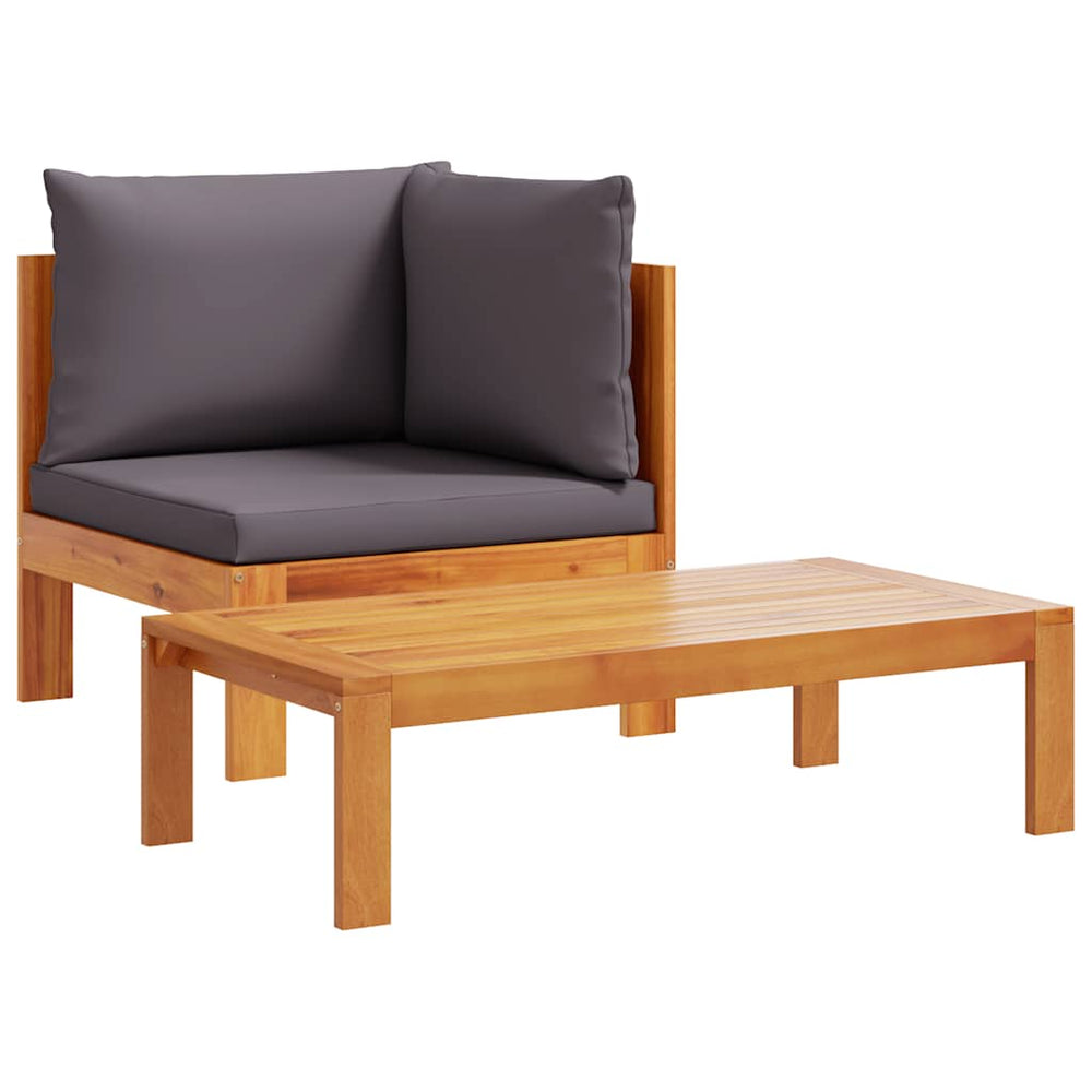 vidaXL 2-Piece Garden Sofa Set with Cushions Solid Acacia Wood