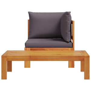 2-tlg. Garten-Sofa-Set Akazie mit Kissen