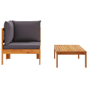 2-tlg. Garten-Sofa-Set Akazie mit Kissen