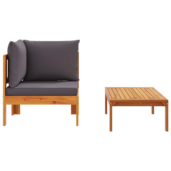 2-tlg. Garten-Sofa-Set Akazie mit Kissen