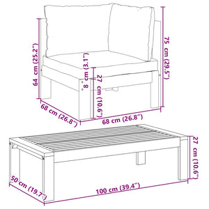 2-tlg. Garten-Sofa-Set Akazie mit Kissen