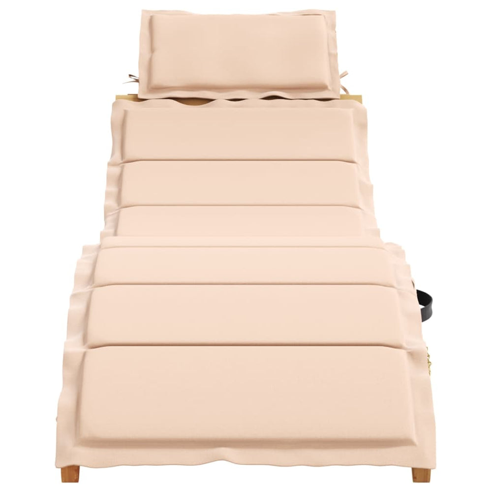 Sonnenliege Akazie mit Auflage Beige