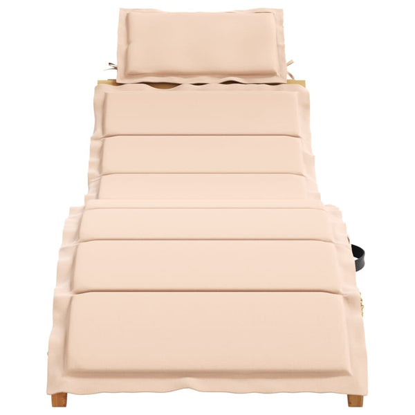 Sonnenliege Akazie mit Auflage Beige
