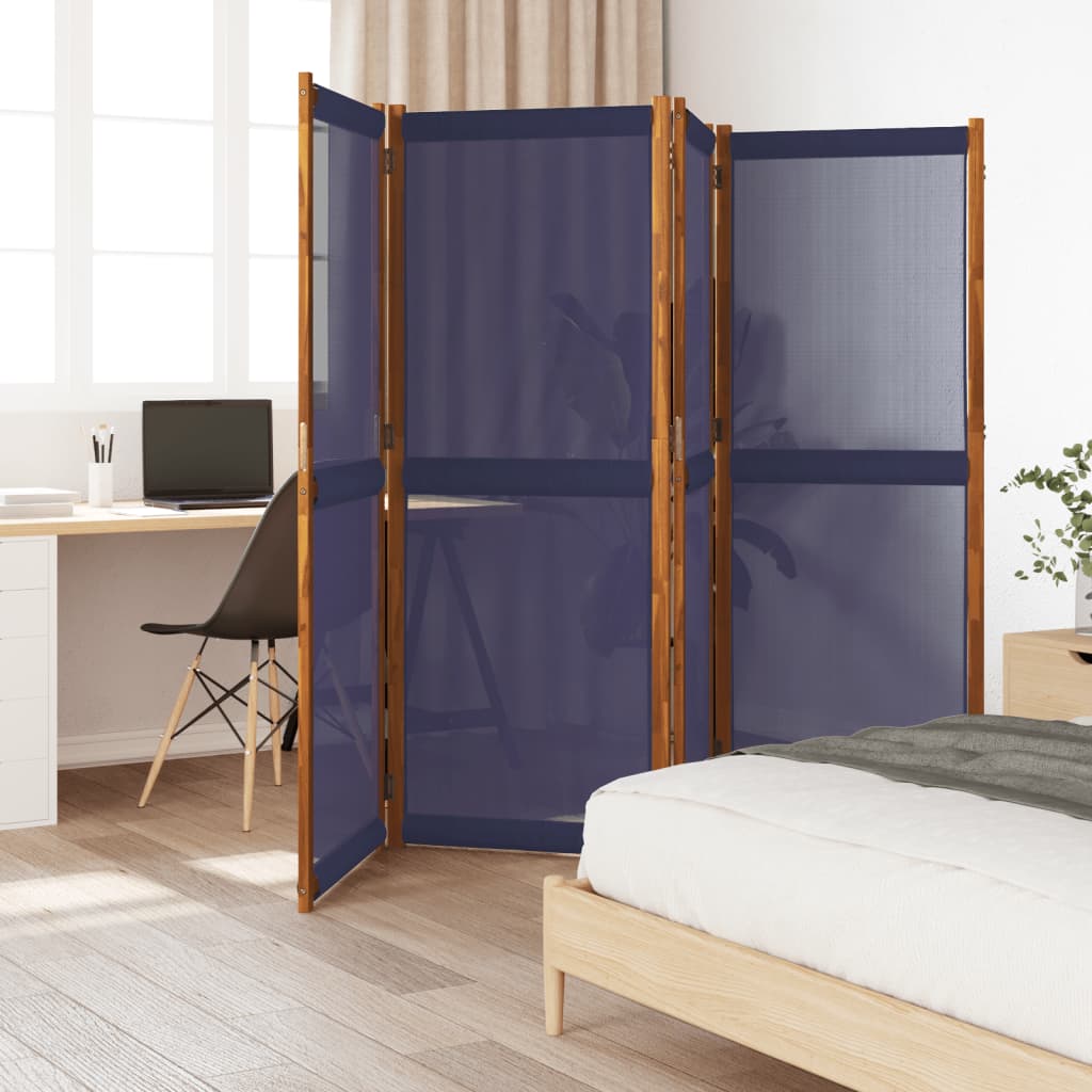 Dunkelblauer 4-Panel Paravent 280x180 cm