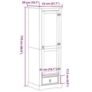 Massivholz Kleiderschrank Kiefer 55x50x170 cm