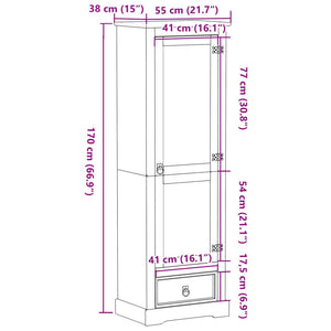 Massivholz Kleiderschrank Kiefer 55x38x170 cm