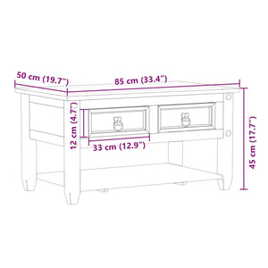 Couchtisch Kiefer Massivholz 85x50 cm