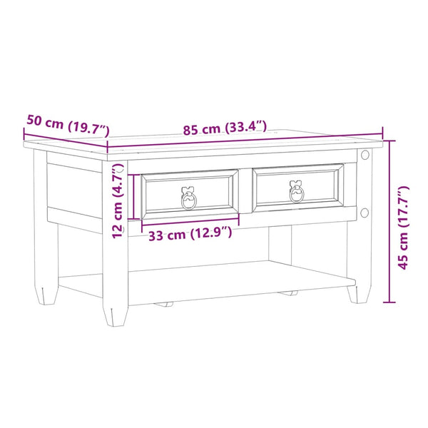 Couchtisch Kiefer Massivholz 85x50 cm