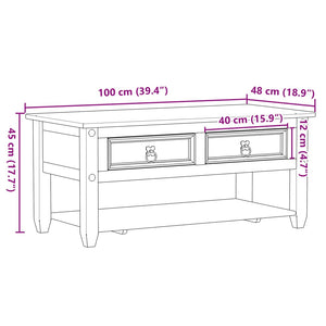 Couchtisch Kiefer Massivholz 100x48 cm