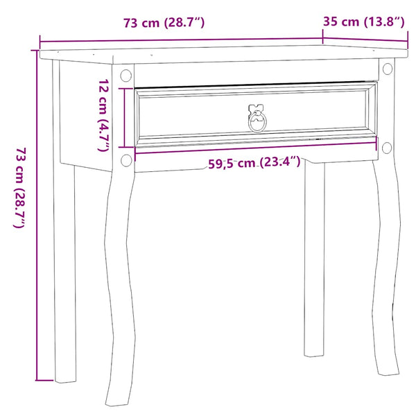 Kiefer Massivholz Konsolentisch 73 cm