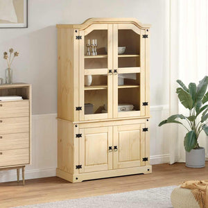 Massive Kiefer Vitrine, 103,5 cm breit