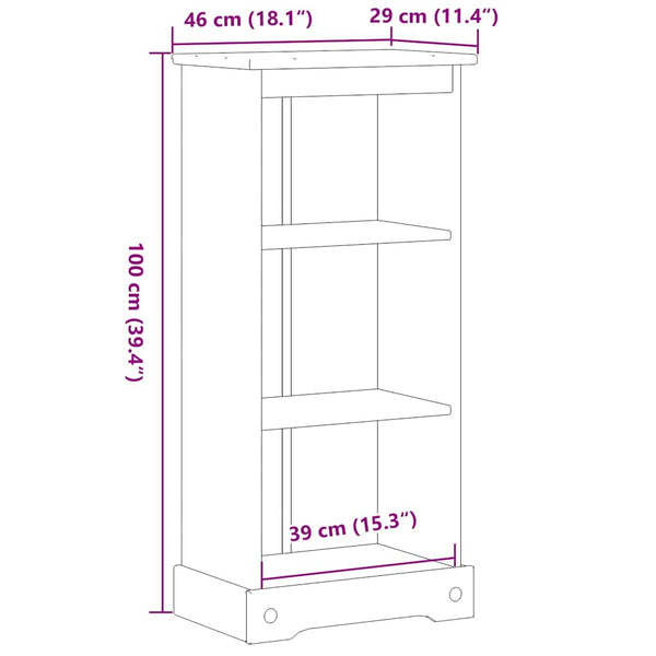 Bücherregal Corona Kiefer Massivholz 46x100 cm