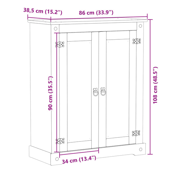 Massivholz Schuhschrank Corona Kiefer 86cm