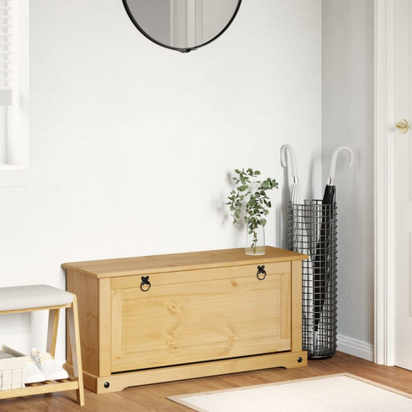 Massivholz Schuhschrank Kiefer, 99 cm