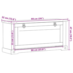 Massivholz Schuhschrank Kiefer, 99 cm