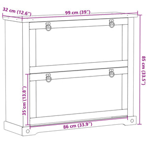 Massivholz Schuhschrank Kiefer 99 cm