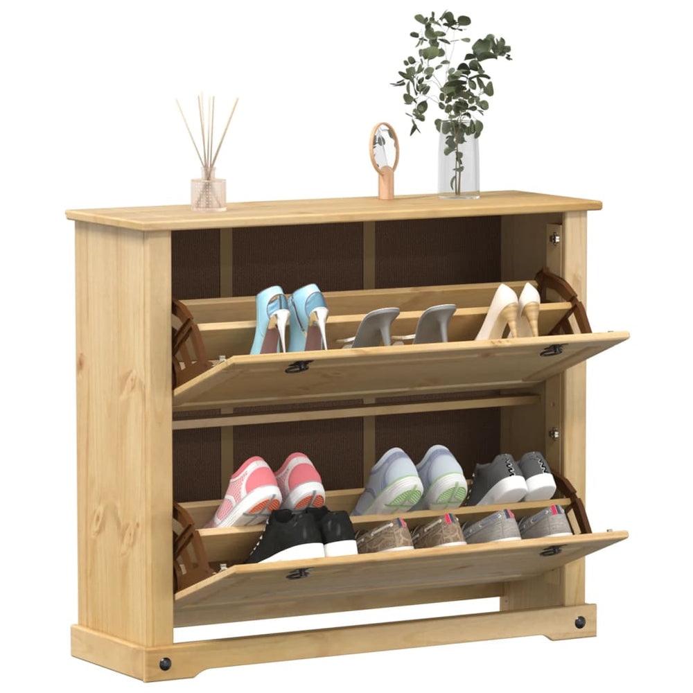 vidaXL Shoe Cabinet Corona 99x32x85 cm Solid Pine Wood