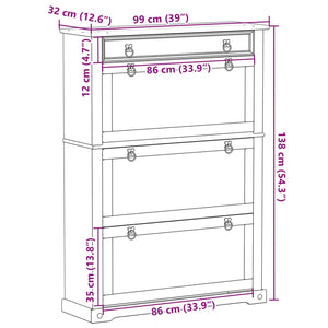 vidaXL Meuble à chaussures Corona 99x32x138 cm Bois de pin massif