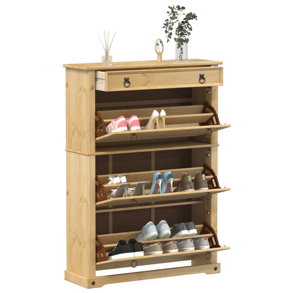 vidaXL Meuble à chaussures Corona 99x32x138 cm Bois de pin massif