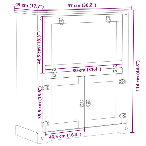 Weinschrank Corona Kiefer Massivholz 97x114 cm