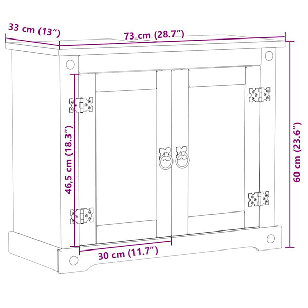 Waschbeckenunterschrank Kiefer Massivholz 73x60 cm