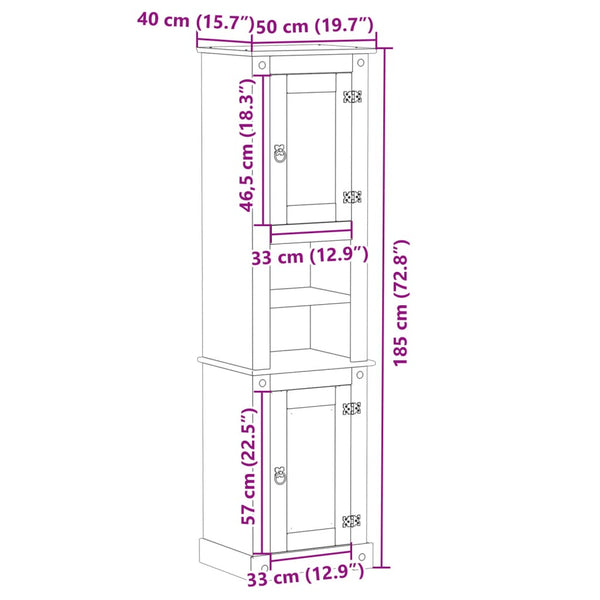 Massivholz Badschrank Kiefer 50x40x185cm