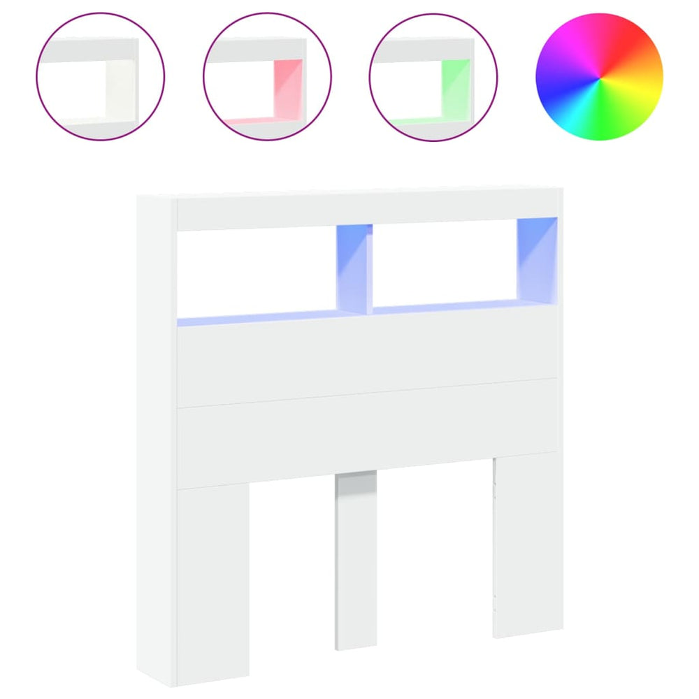 LED Kopfteil mit Ablagen, Weiß, 100 cm