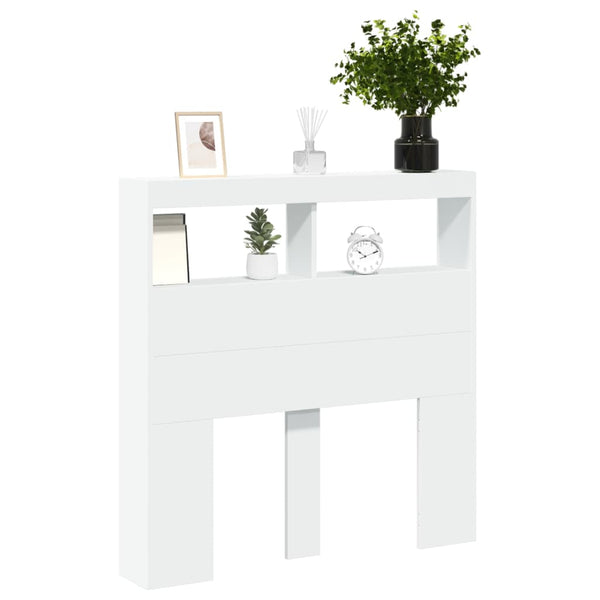 LED Kopfteil mit Ablagen, Weiß, 100 cm