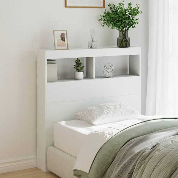 LED Kopfteil mit Ablagen, Weiß, 100 cm