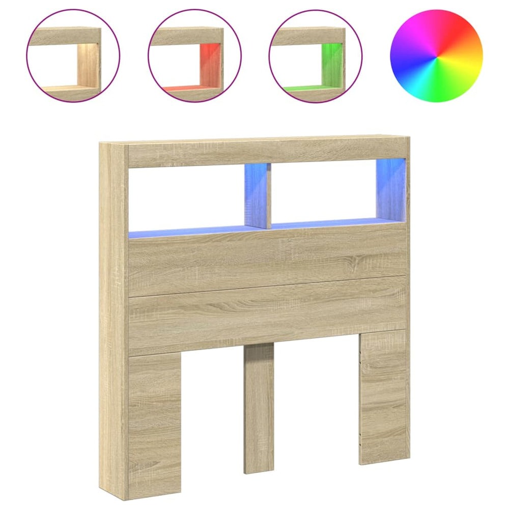 LED Kopfteil Sonoma-Eiche 100 cm