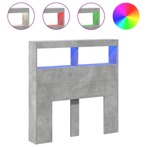 LED Kopfteil mit Ablagen Betongrau 100cm