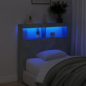 LED Kopfteil mit Ablagen Betongrau 100cm